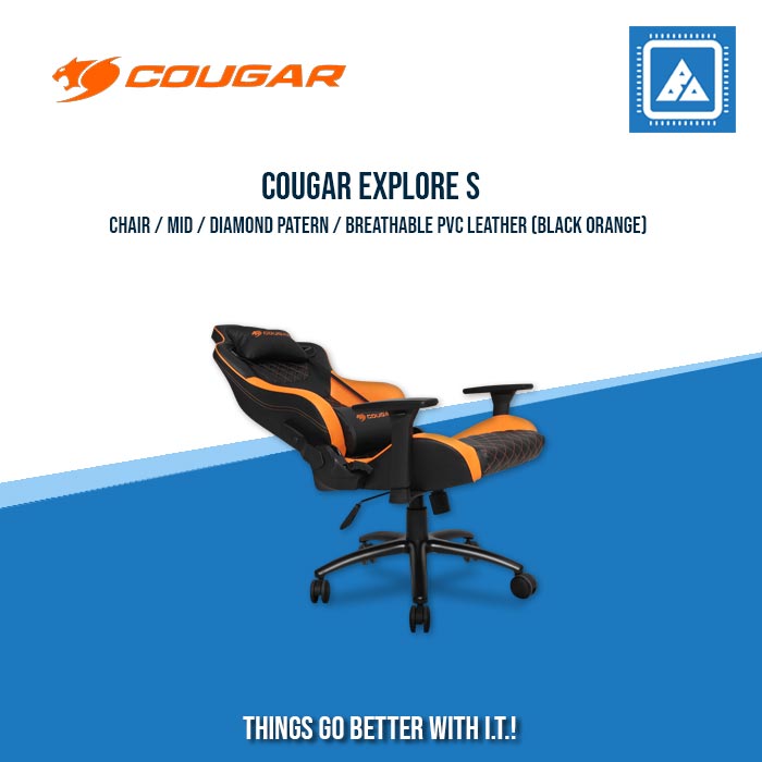 COUGAR EXPLORE S ROYAL GAMING CHAIR / MID / DIAMOND PATERN / BREATHABLE PVC LEATHER / HIGH DENSITY FOAM / STEEL BASE / TILT / 3D ARM REST / 3 COUGAR EXPLORE S ROYAL GAMING CHAIR / MID / DIAMOND PATERN / BREATHABLE PVC LEATHER / HIGH DENSITY FOAM / STEEL BASE / TILT / 3D ARM REST / 3